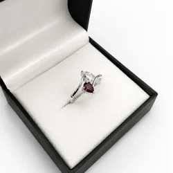 925 Sterling Silver Rhodolite Garnet & White Sapphire Elegance Ring
