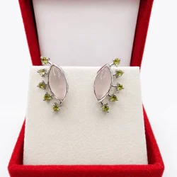 925 Silver Moonstone & Peridot Gemstone Drop Earrings