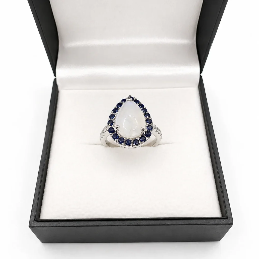 IMG_20260813_090550 925 Silver Moonstone & Blue Sapphire Statement Ring