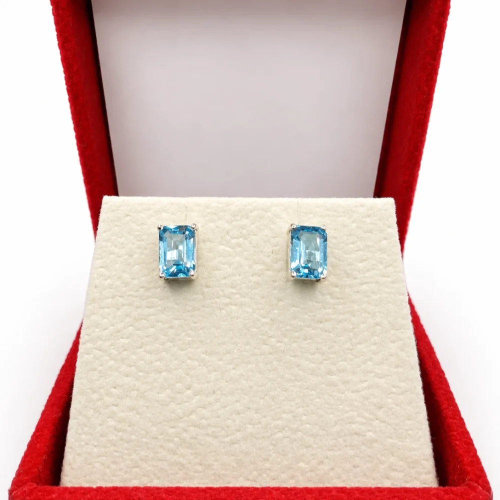 Blue Topaz 925 Sterling Silver Stud Earrings