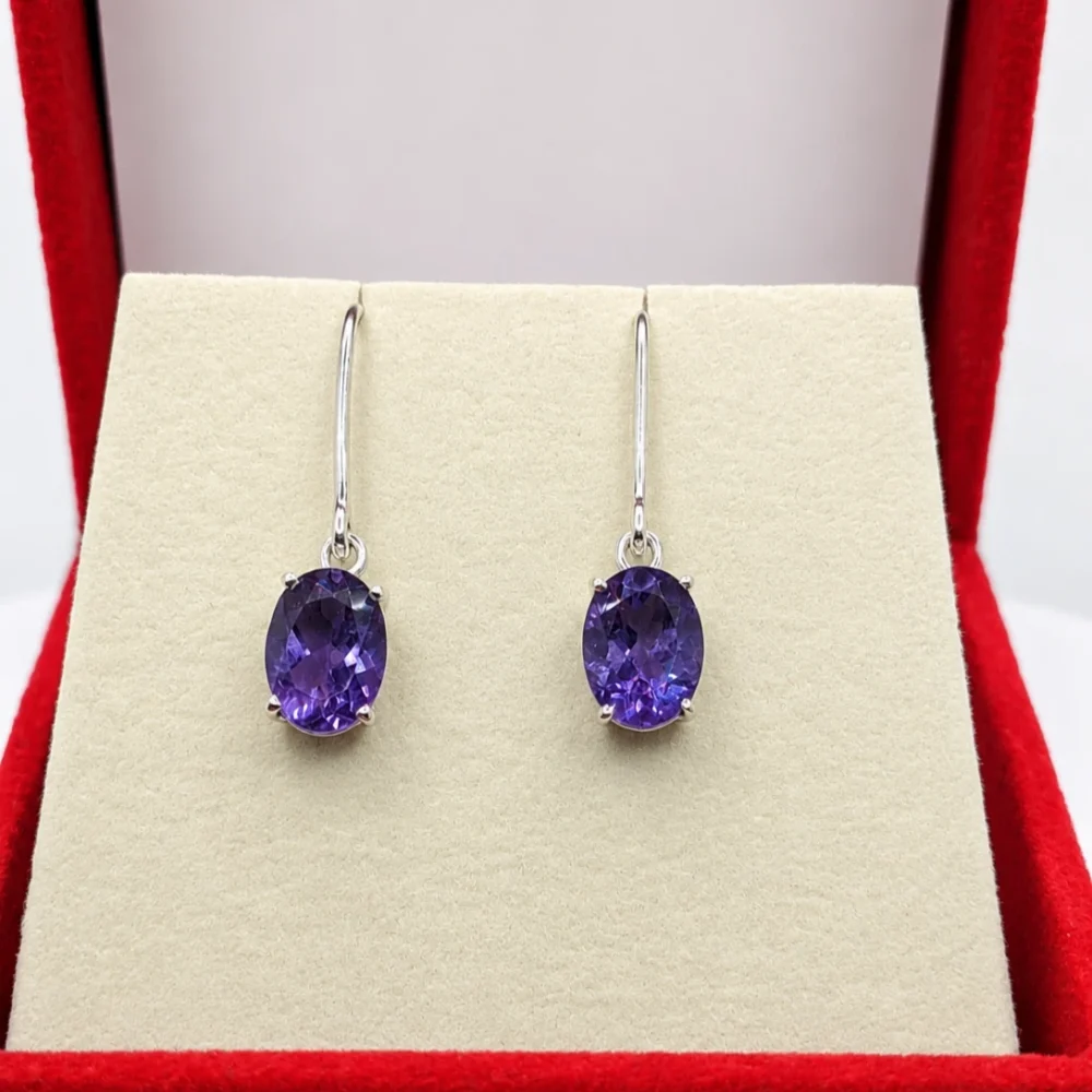 Oval Amethyst Drop Earrings