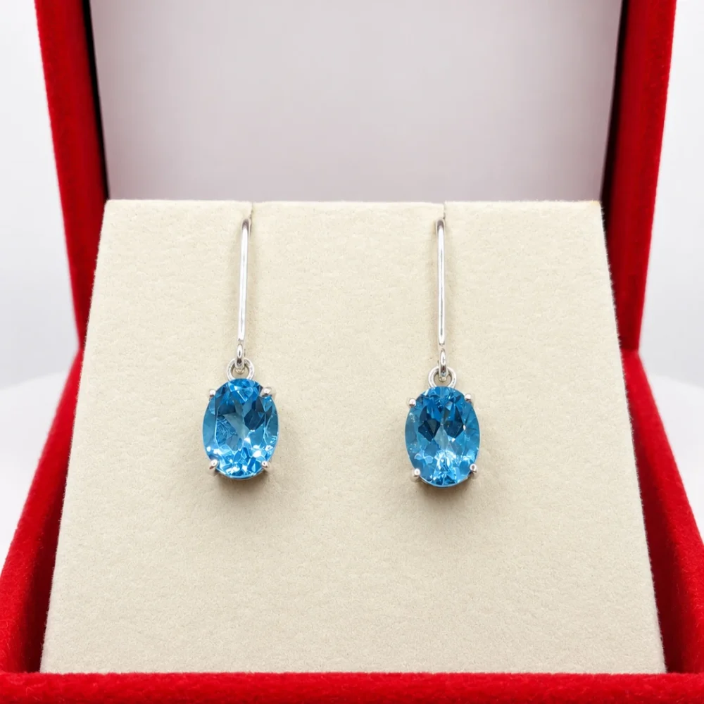 Oval Topaz Drop Earrings
