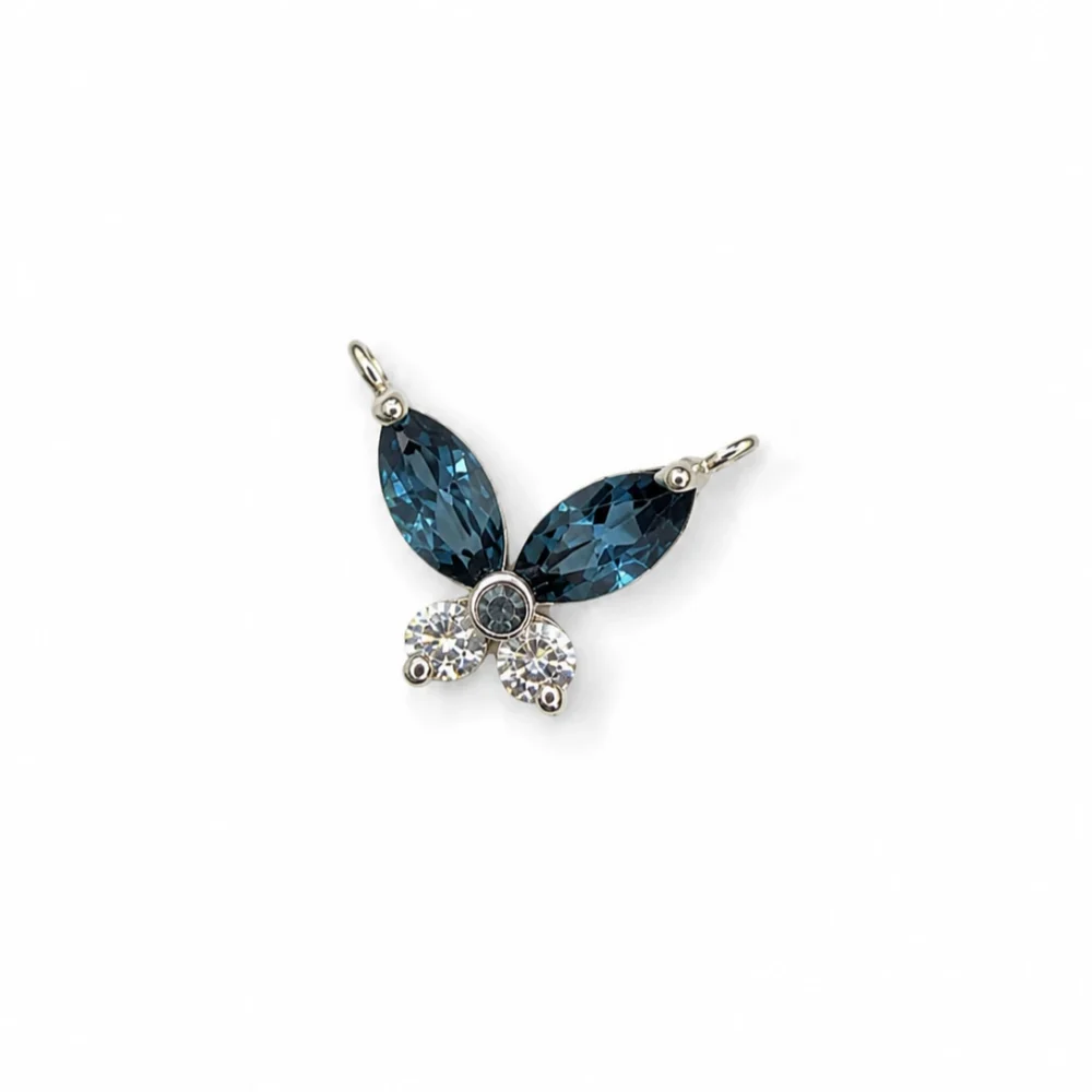 Blue Topaz & American Diamond Butterfly 925 Sterling Silver Pendant