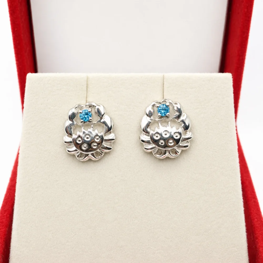 Blue Topaz Crab 925 Sterling Silver Earrings
