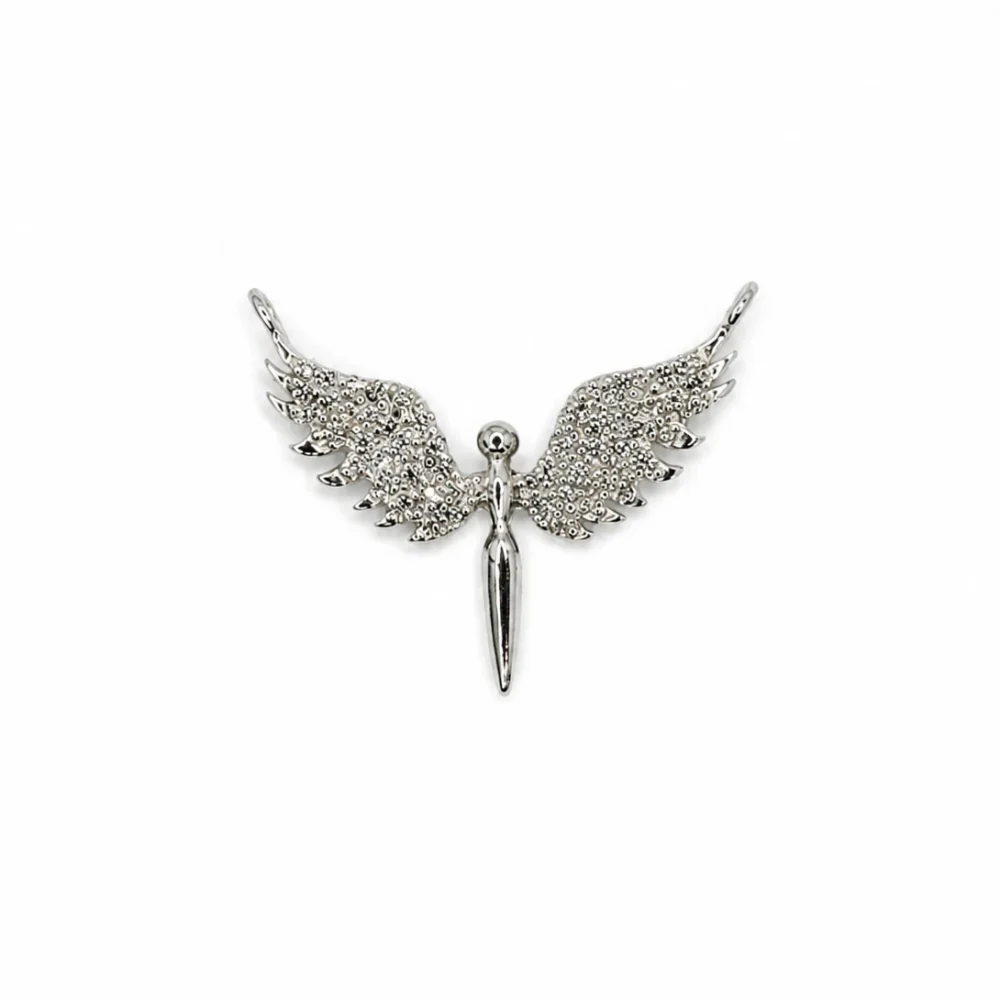 925 Sterling Silver American Diamond Angel Wings Pendant