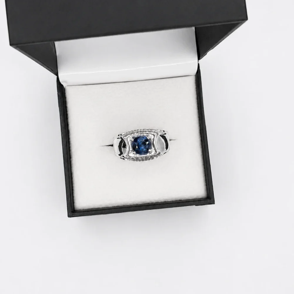 925 Sterling Silver 1.32ct Blue Sapphire Statement Ring