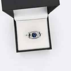 925 Sterling Silver 1.32ct Blue Sapphire Statement Ring